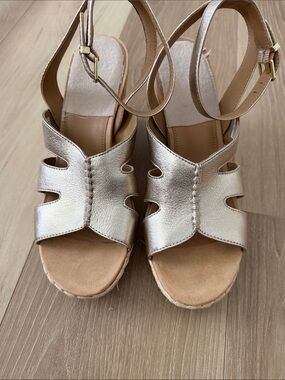 UGG Women's Metallic Gold Wedge Sandals